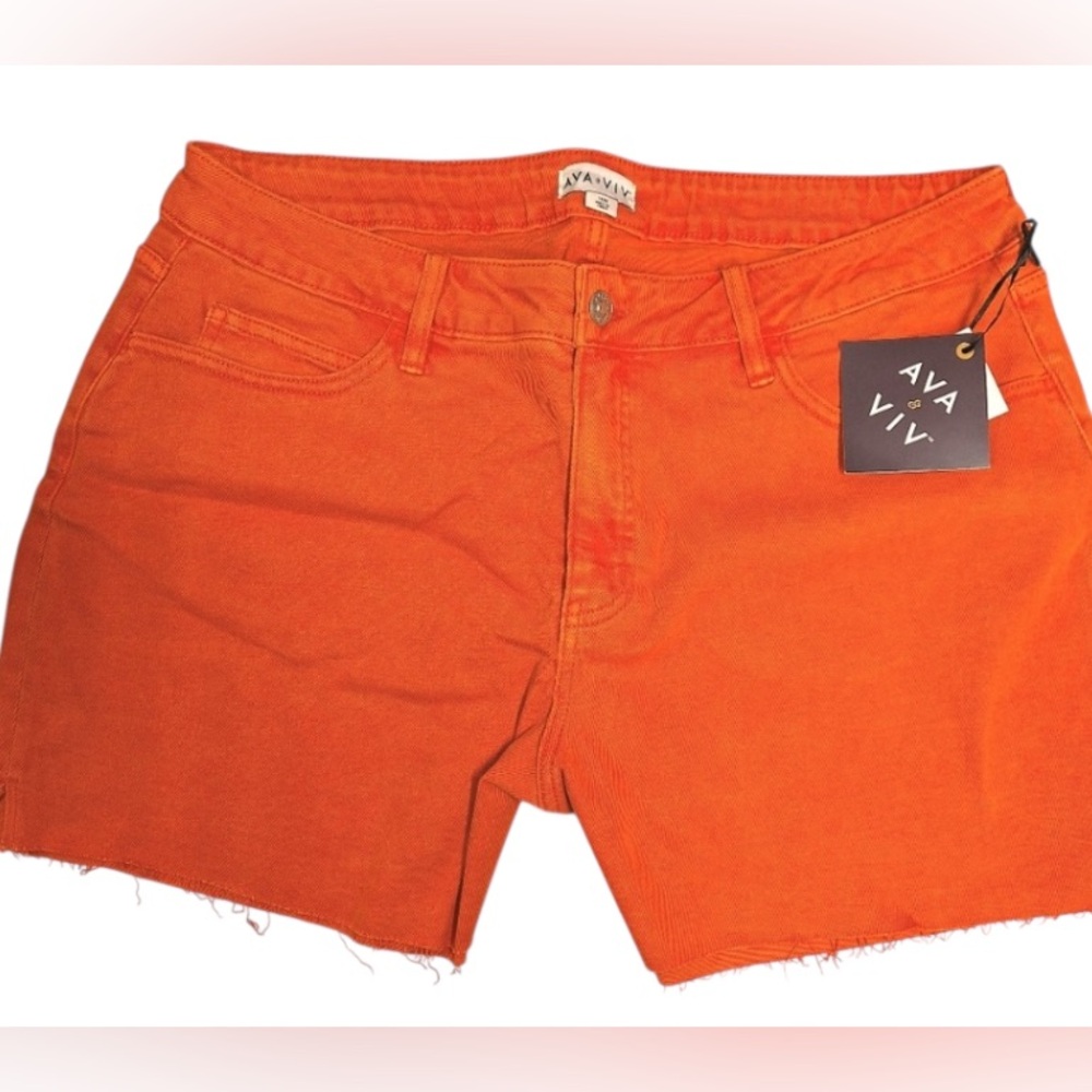 Ava & Viv Women’s Plus Size Denim Shorts Tigerlily Wash Raw Hem Relaxed Fit